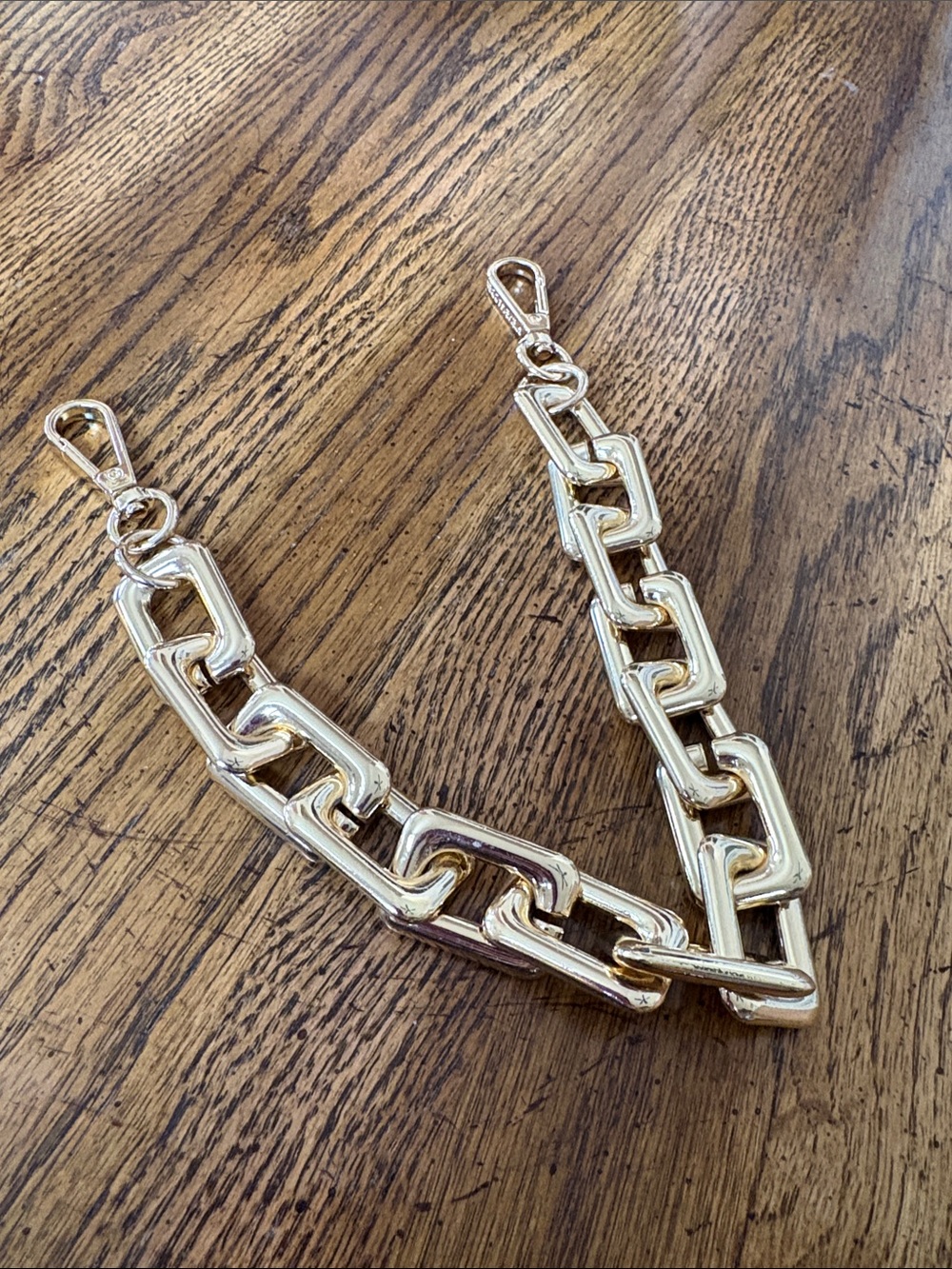 Steve Madden Shiny Gold Logo Chain Strap